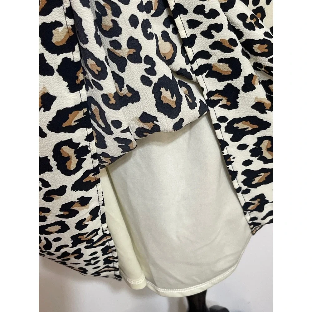 Entro Cold Shoulder Leopard Print Dress Women Large Tan Black Good Strappy Back